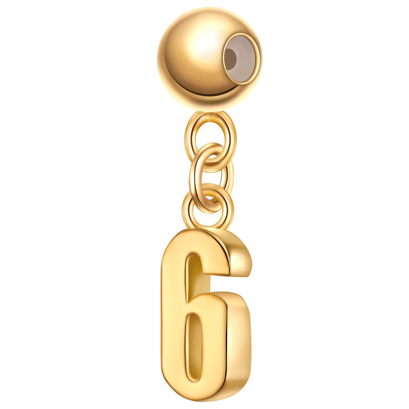 Charm Anhänger Zahl 6 gold