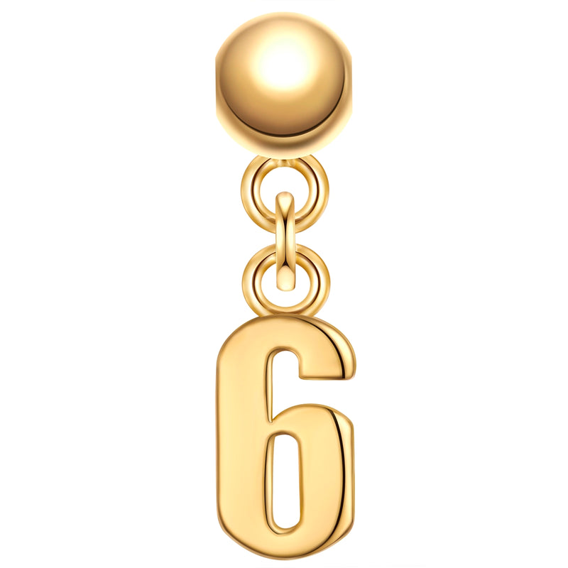 Charm Anhänger Zahl 6 gold