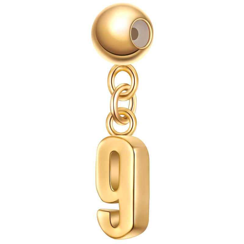 Charm Anhänger Zahl 9 gelbgold