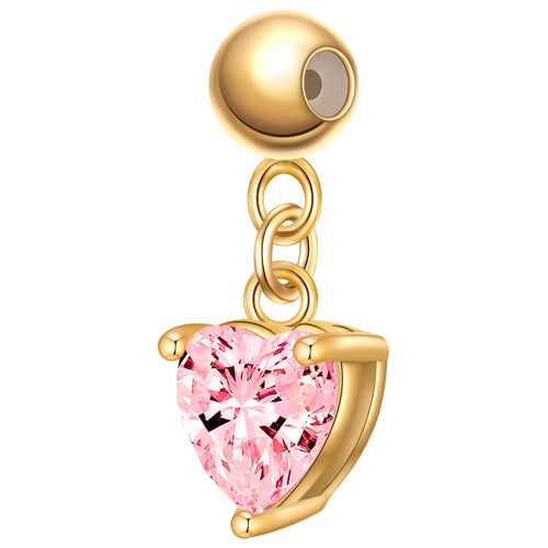 Charm Herz gold mit Zirkonia pink