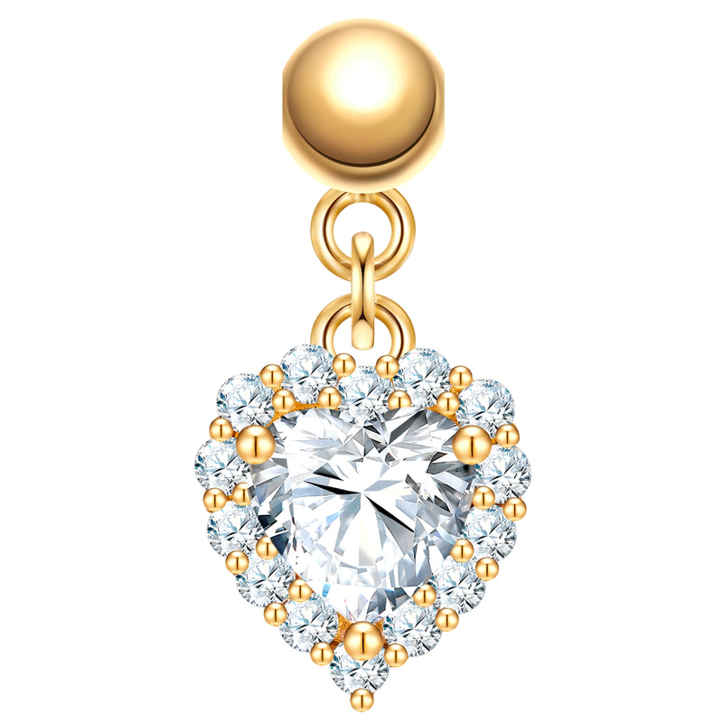 Charm Herz gold mit Zirkonia weiß