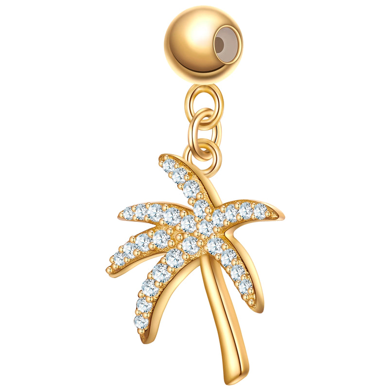 Charm Palme gold mit Zirkonia