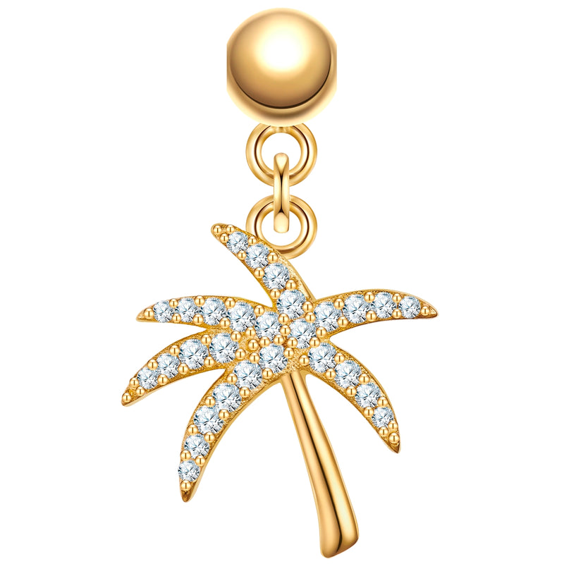 Charm Palme gold mit Zirkonia