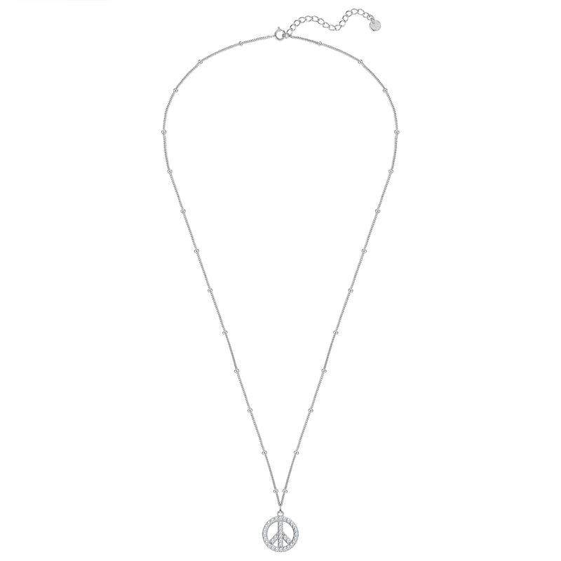 Kette mit Anhänger Peace silber mit Zirkonia