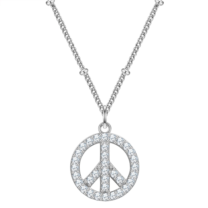 Kette mit Anhänger Peace silber mit Zirkonia