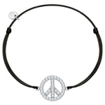 Textil-Armband schwarz Peace silber mit Zirkonia