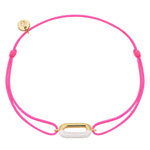 Textil-Armband pink Anhänger Emaille weiß