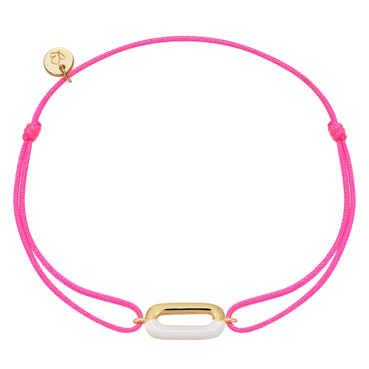 Textil-Armband pink Anhänger Emaille weiß