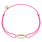 Textil-Armband pink Anhänger Emaille weiß
