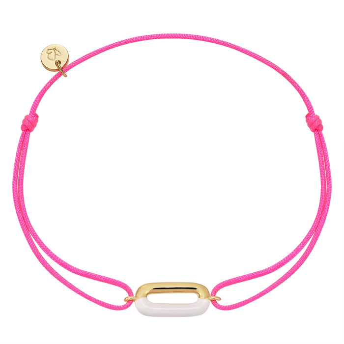 Textil-Armband pink Anhänger Emaille weiß