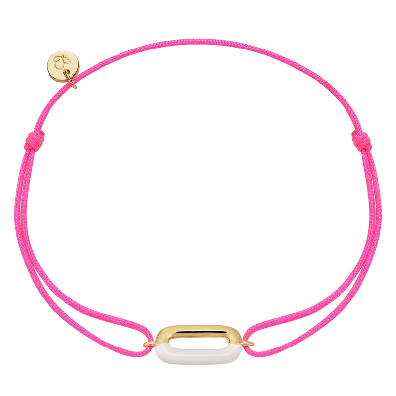 Textil-Armband pink Anhänger Emaille weiß