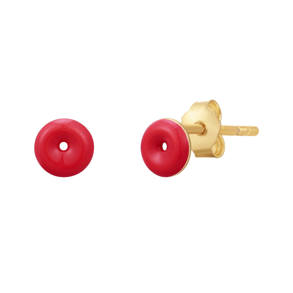 Ohrstecker gold Donut Emaille in rot aus 925er Silber vergoldet