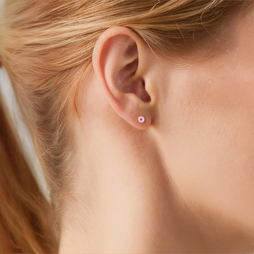 Ohrstecker gelbgold Donut Emaille pink
