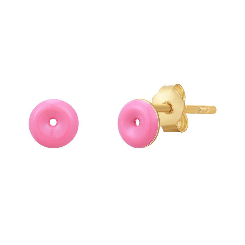 Ohrstecker gelbgold Donut Emaille pink