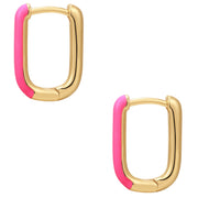 Eckige Creolen gold mit Emaille pink