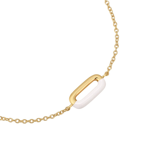 Armband Sterling Silber gold Emaille-Anhänger weiß