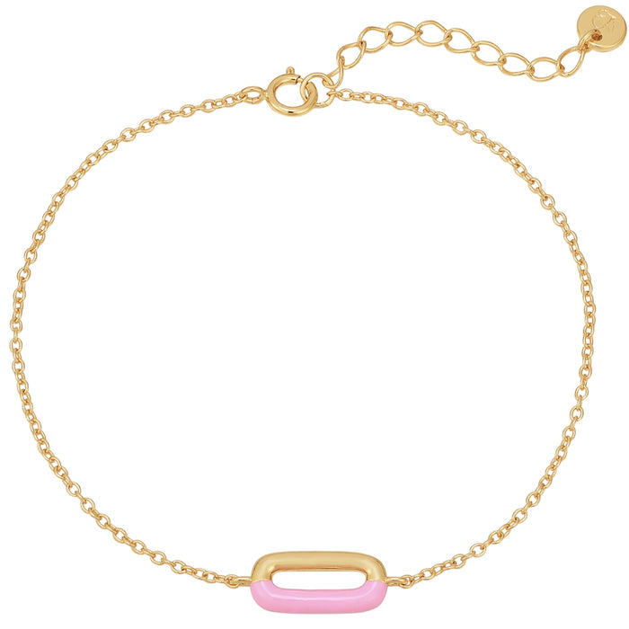 Armband gold mit Anhänger Emaille rosa