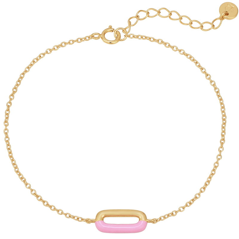 Armband gold mit Anhänger Emaille rosa