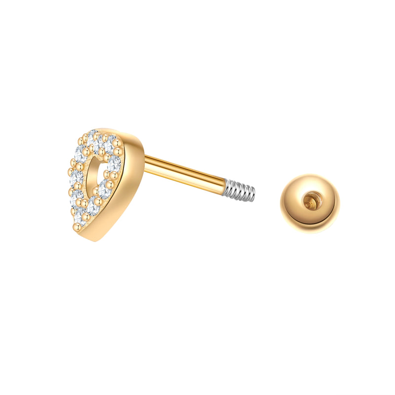 Piercing gold Herz mit Zirkonia