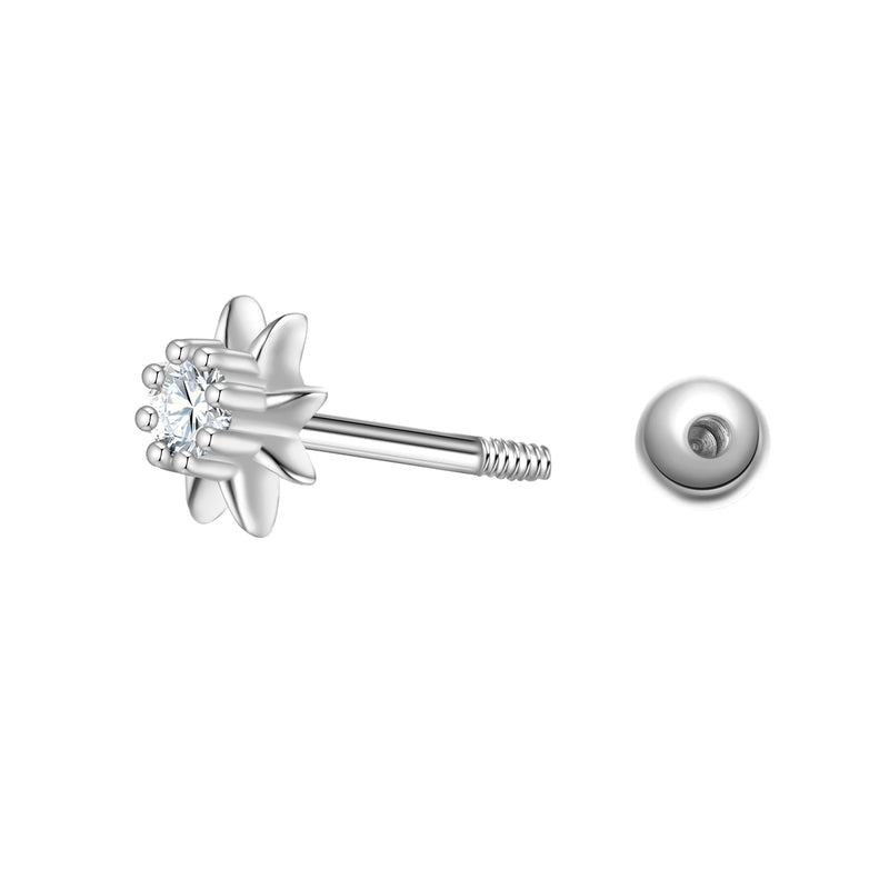 Blumen Piercing silber mit Zirkonia