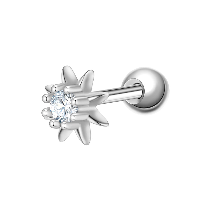 Blumen Piercing silber mit Zirkonia
