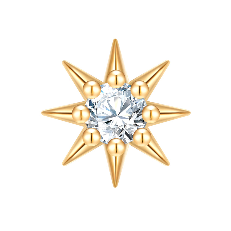 Piercing Blume gold mit Zirkonia
