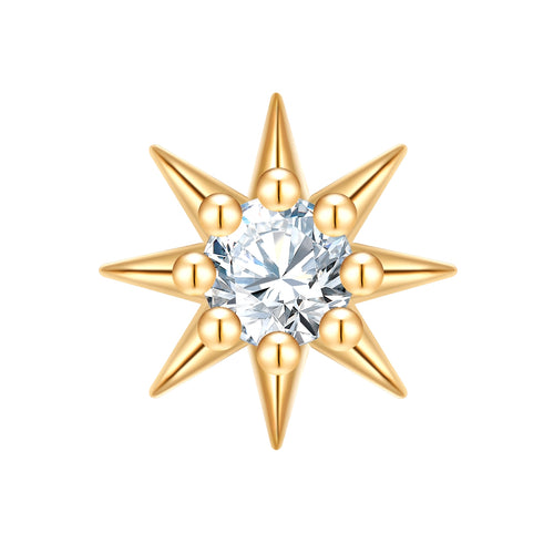 Piercing Blume gold mit Zirkonia