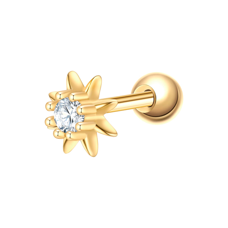 Piercing Blume gold mit Zirkonia