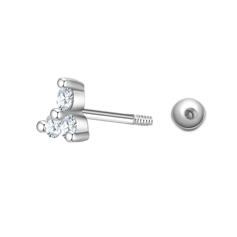 Piercing 3 Zirkonia-Steinchen silber