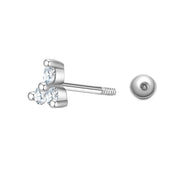 Piercing 3 Zirkonia-Steinchen silber