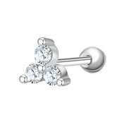 Piercing 3 Zirkonia-Steinchen silber