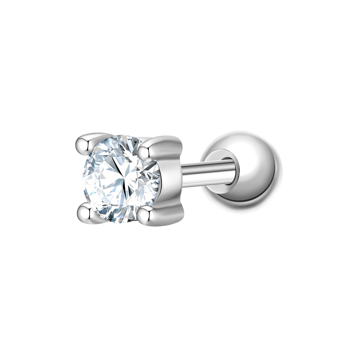 Piercing eckig groß Zirkonia weiß