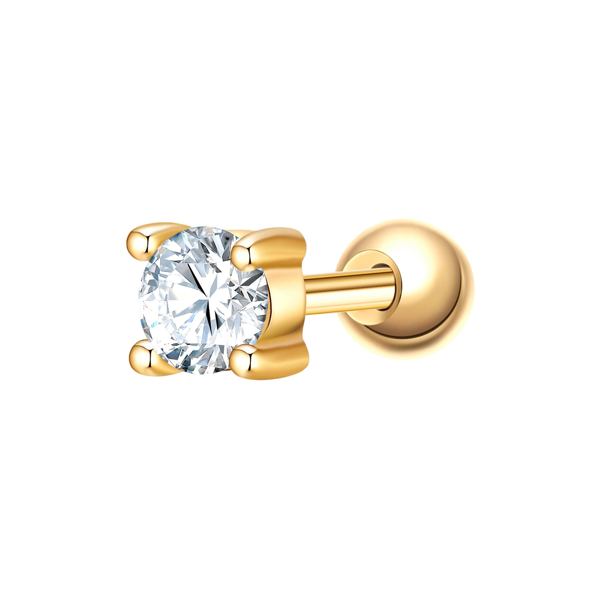 Piercing eckig groß gold Zirkonia weiss