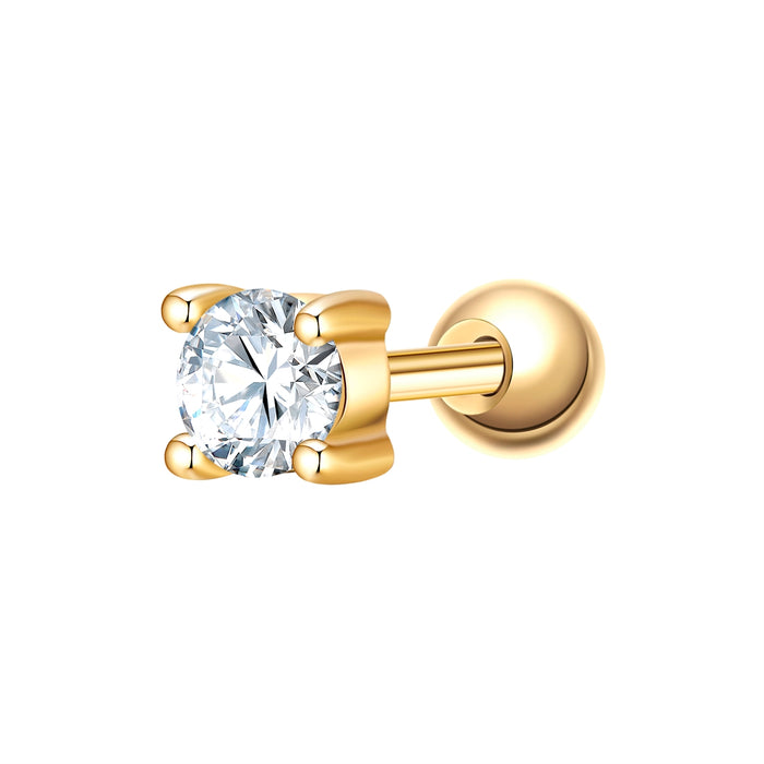 Piercing eckig groß gold Zirkonia weiss