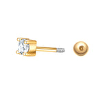Piercing eckig groß gold Zirkonia weiss