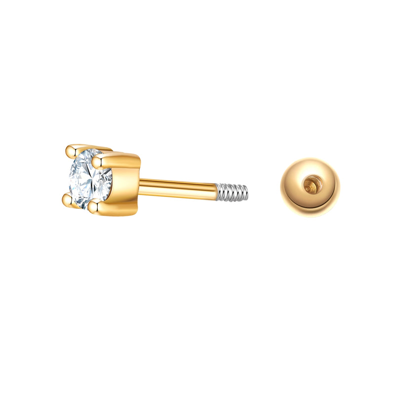 Piercing eckig groß gold Zirkonia weiss