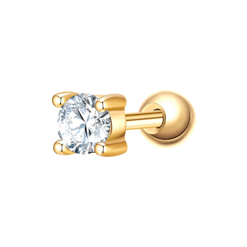 Piercing eckig groß gold Zirkonia weiss