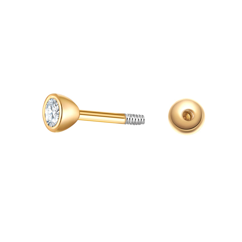 Runder Piercing gelbgold Zirkonia