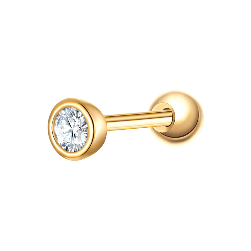 Runder Piercing gelbgold Zirkonia