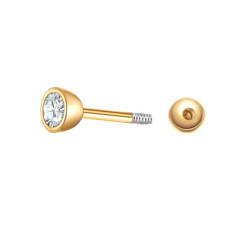 Runder Piercing gold medium Zirkonia