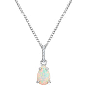 Kette silber Anhänger Opal (synth.)