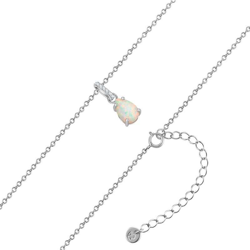 Kette silber Anhänger Opal (synth.)