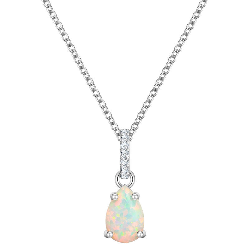 Kette silber Anhänger Opal (synth.)