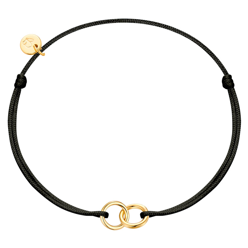Textil-Armband schwarz RINGE gold