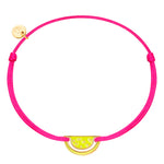 Textil-Armband pink Melone Emaille gelb