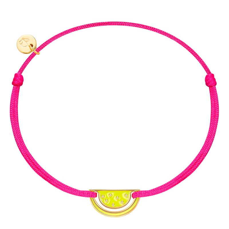 Textil-Armband pink Melone Emaille gelb