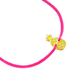 Armband Textil pink Ananas Emaille gelb