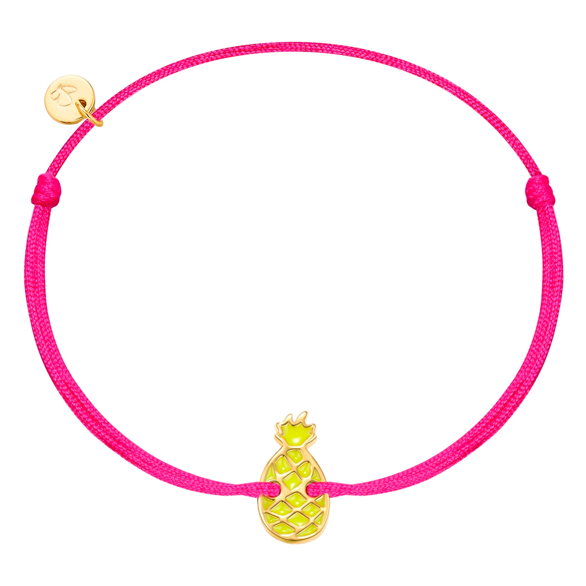 Armband Textil pink Ananas Emaille gelb aus 925er Silber vergoldet