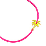 Armband Textil pink Palme Emaille gelb