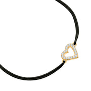 Textil-Armband schwarz Herz gold mit Zirkonia – Ansicht 2